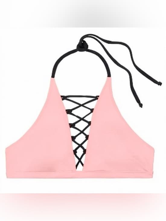 PINK Victoria’s Secret caged front bikini top pink black - Thumbnail 5