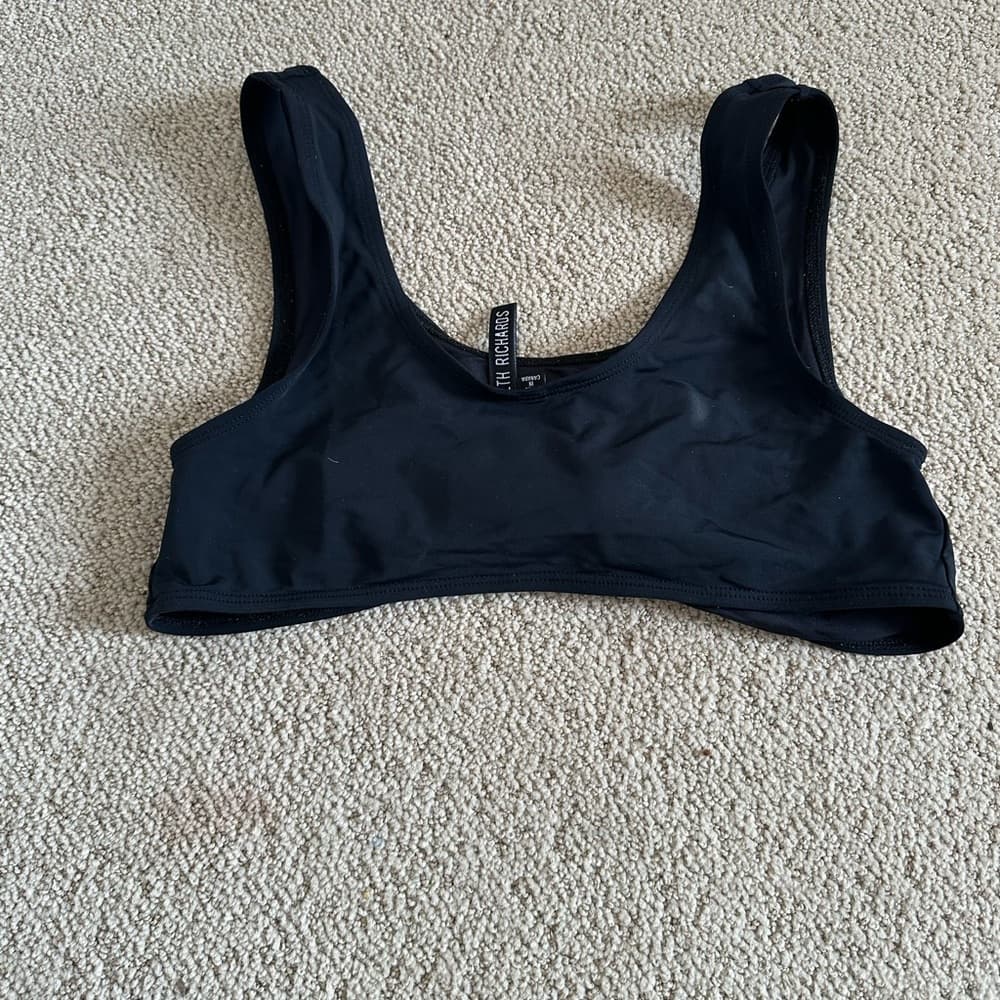 Beth Richards tie front bikini top black small - Thumbnail 3