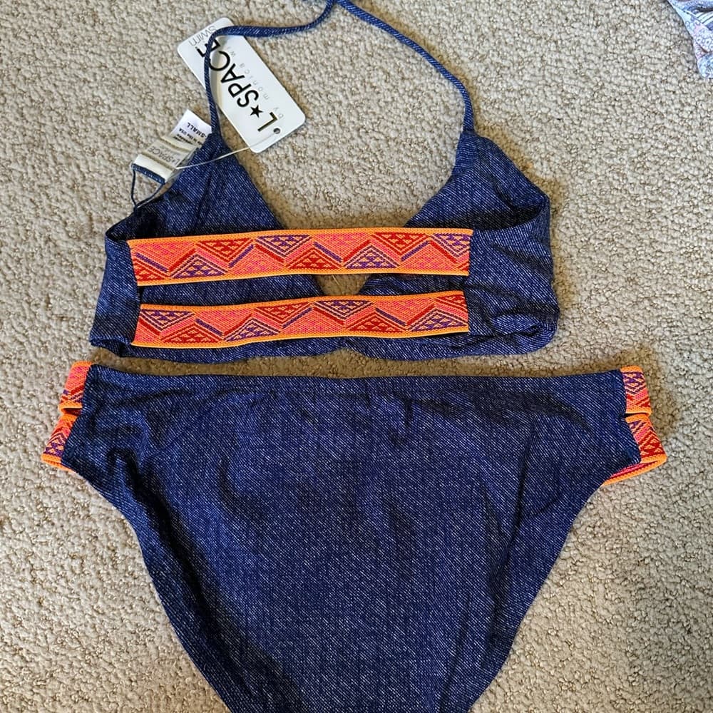 NWT L*Space Night Tribe faux denim bikini set - Thumbnail 4