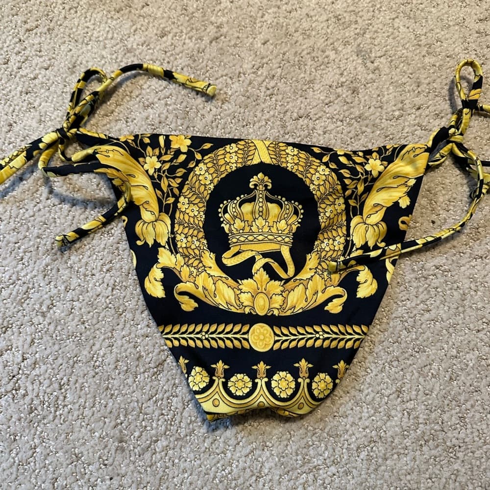 Versace Barraco print bikini bottoms gold black - Thumbnail 7