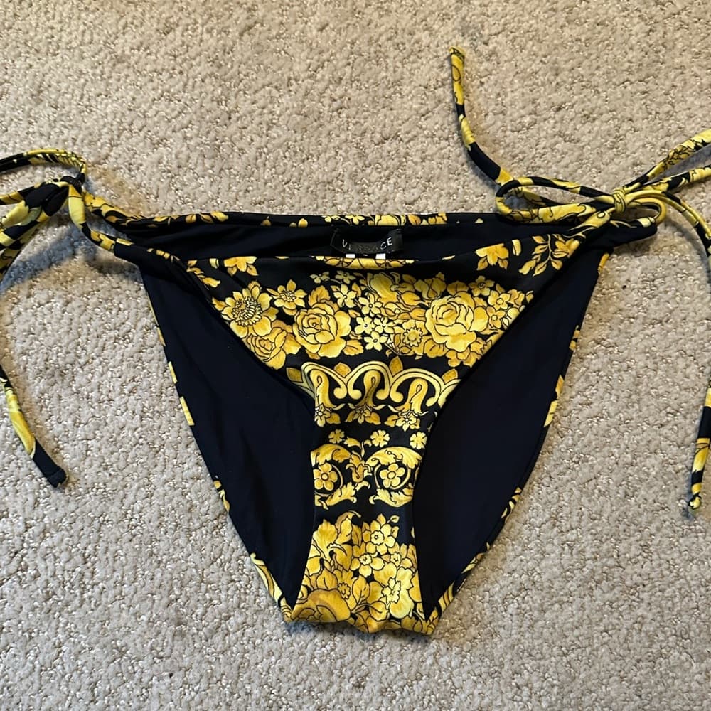 Versace Barraco print bikini bottoms gold black - Thumbnail 2