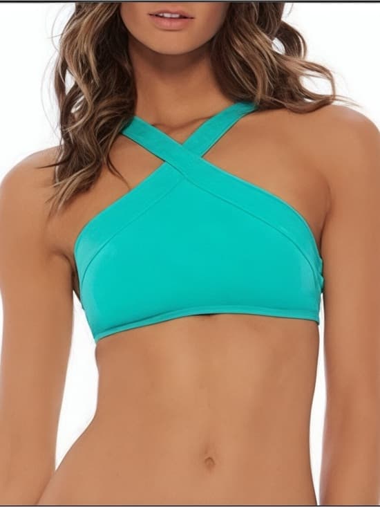 NWOT L*Space Serina high neck bikini top green - Thumbnail 5