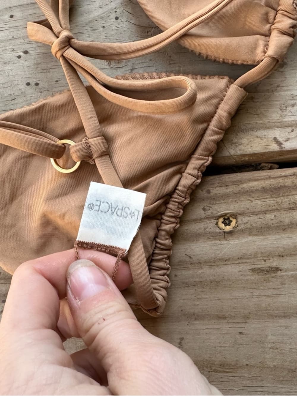 NWOT L*Space Brittany ribbed bikini top camel - Thumbnail 3