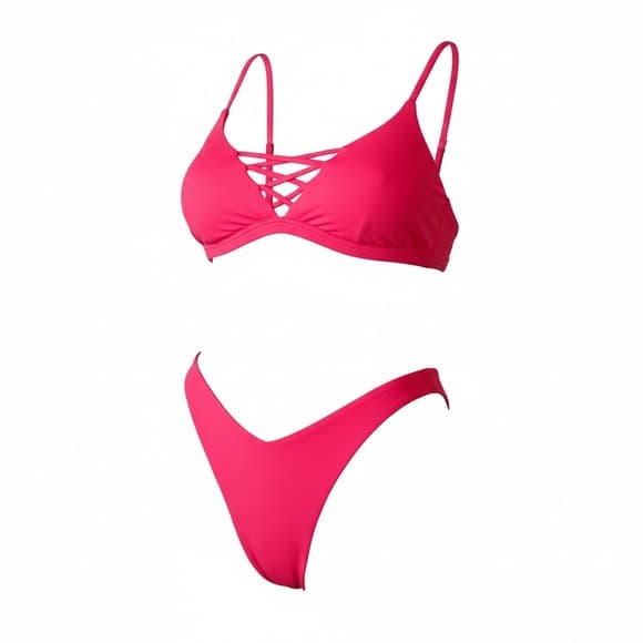NWOT L*Space Jaime Cabana bikini set bright pink - Thumbnail 6