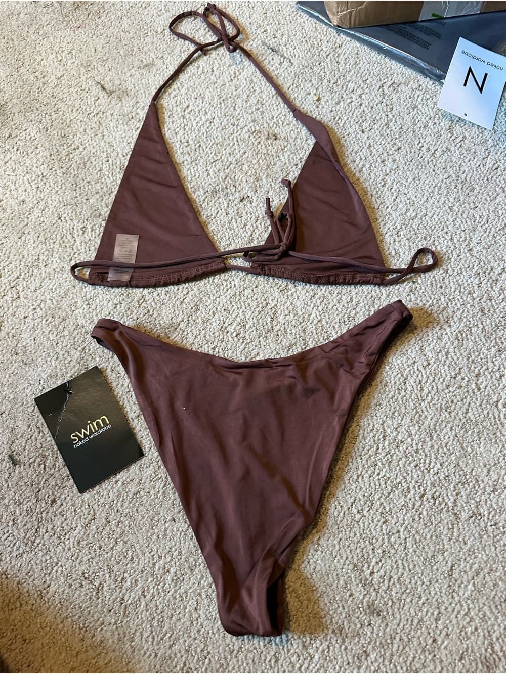 NWT Naked Wardrobe Swim bikini set brown extra large - Thumbnail 3