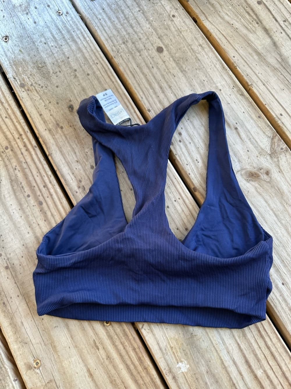 NWOT L*Space Tara ribbed bikini top navy - Thumbnail 2
