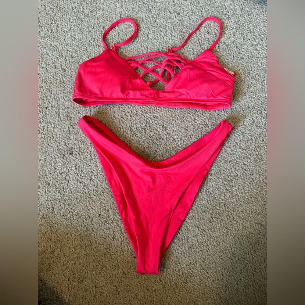 NWOT L*Space Jaime Cabana bikini set bright pink - Thumbnail 2
