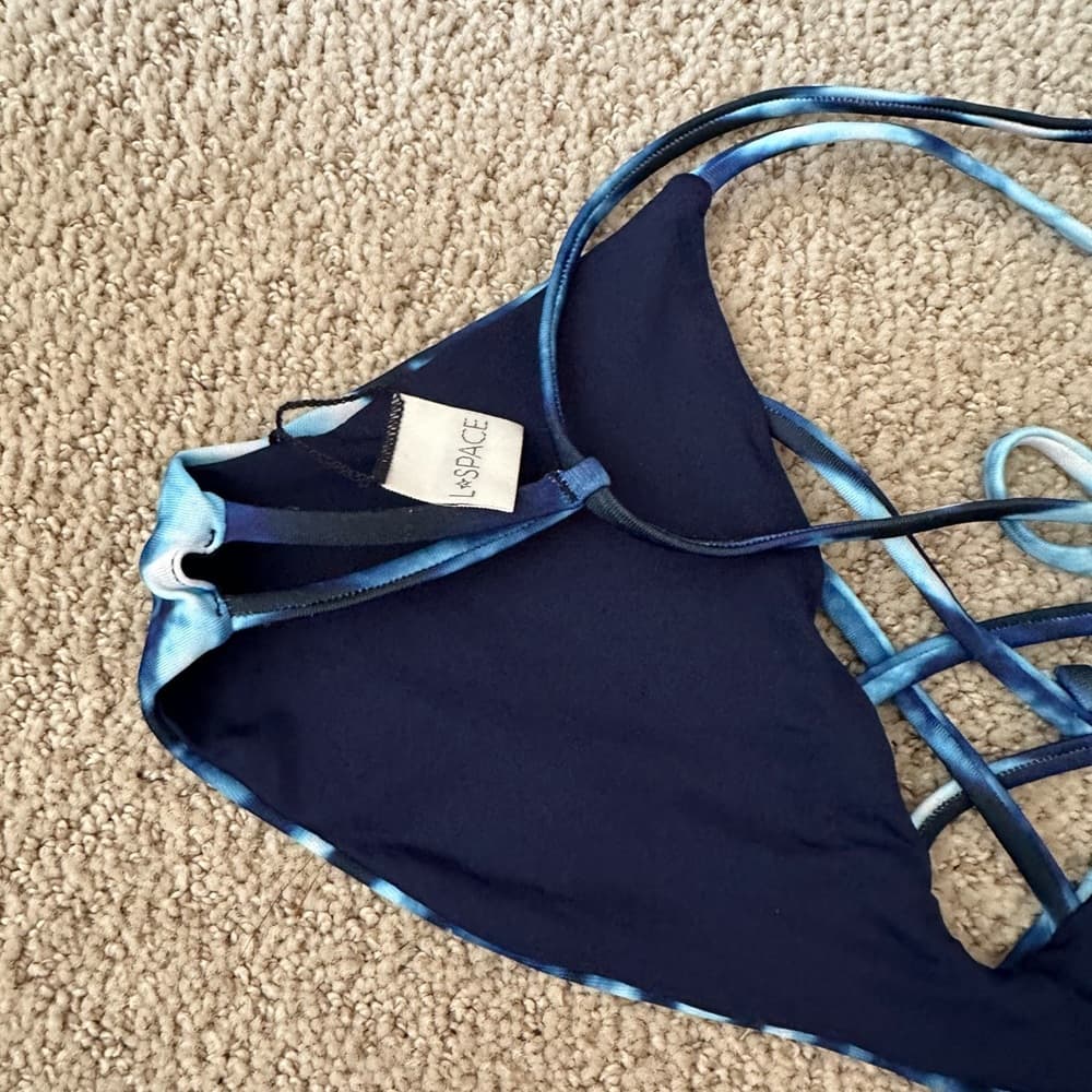 NWOT L*Space tie dye bikini top blue white - Thumbnail 3