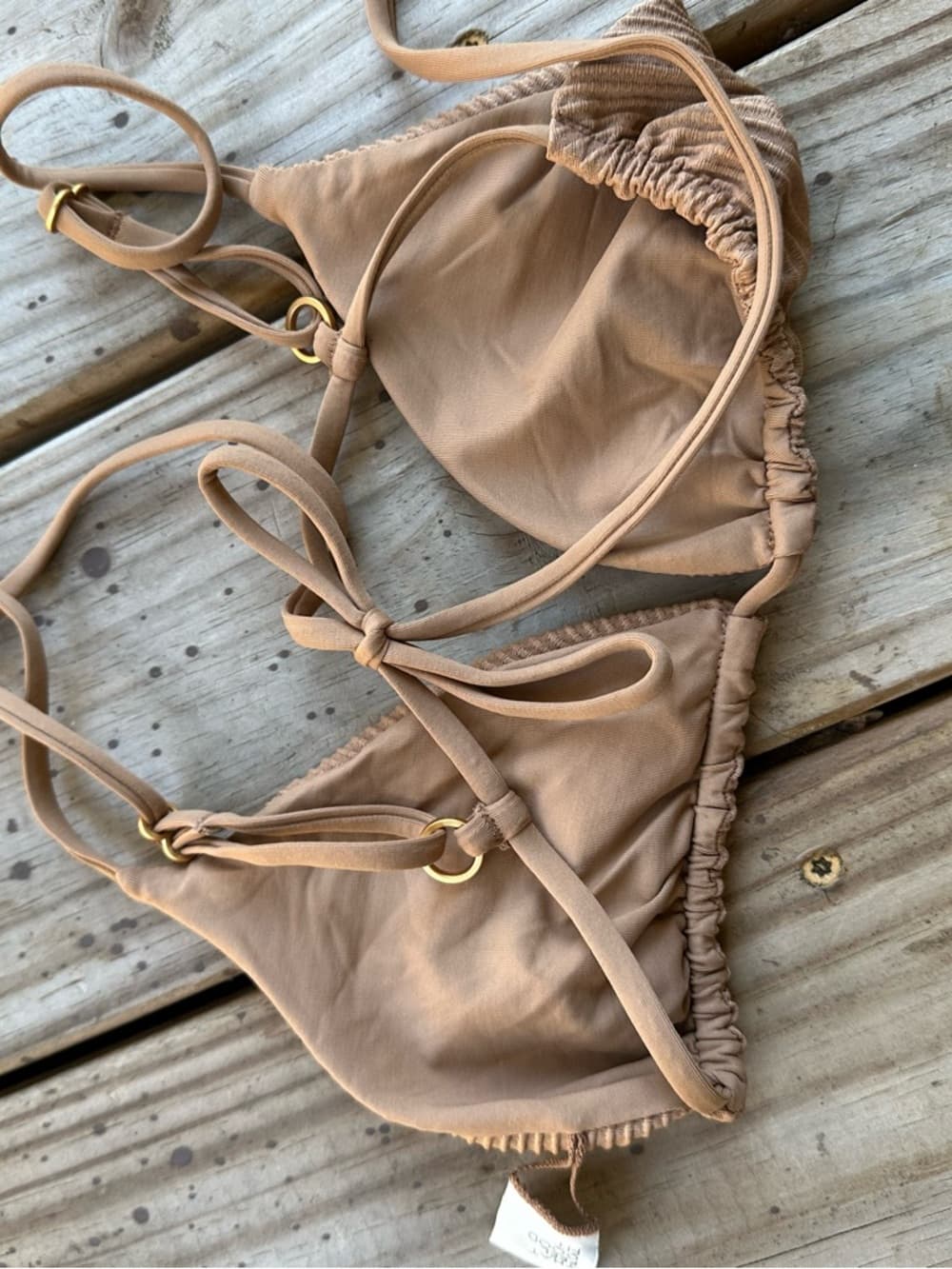 NWOT L*Space Brittany ribbed bikini top camel - Thumbnail 2