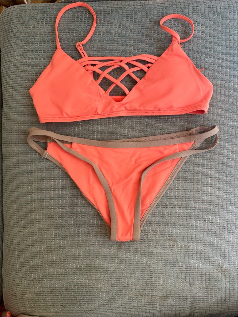 NWOT L*Space Jaime bikini set orange extra small