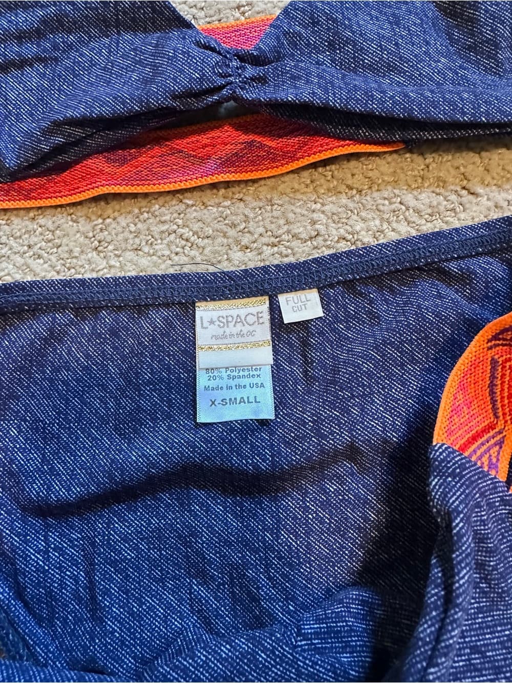 NWT L*Space Night Tribe bikini set faux denim extra small - Thumbnail 2