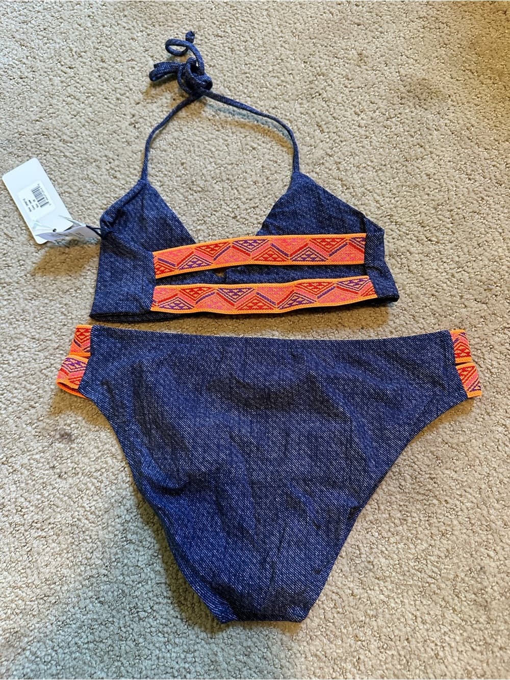 NWT L*Space Night Tribe bikini set faux denim extra small - Thumbnail 4