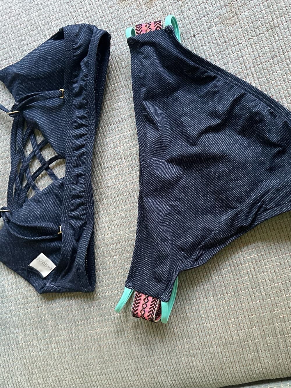 NWOT L*Space Jaime Night Tribe bikini set denim small - Thumbnail 4