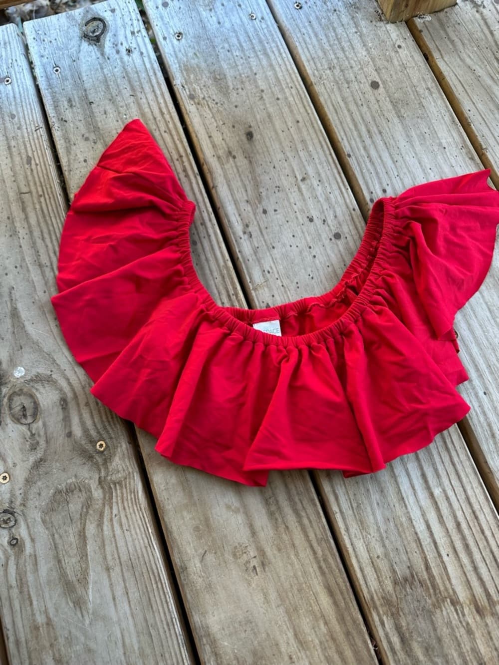 NWOT L*Space Hey Girl ruffle bikini top lipstick red