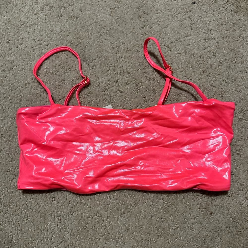 NWOT L*Space glossy hot pink bikini top