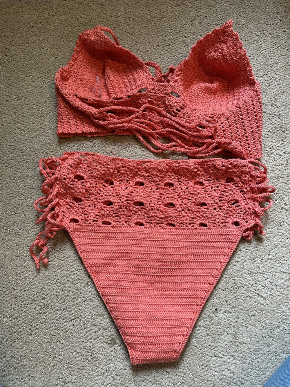 La Knitteria hand knit bikini set coral - Thumbnail 3