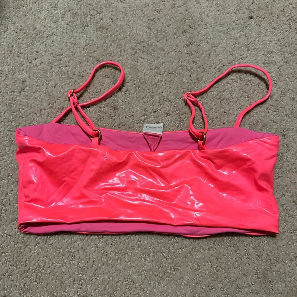NWOT L*Space glossy hot pink bikini top - Thumbnail 2
