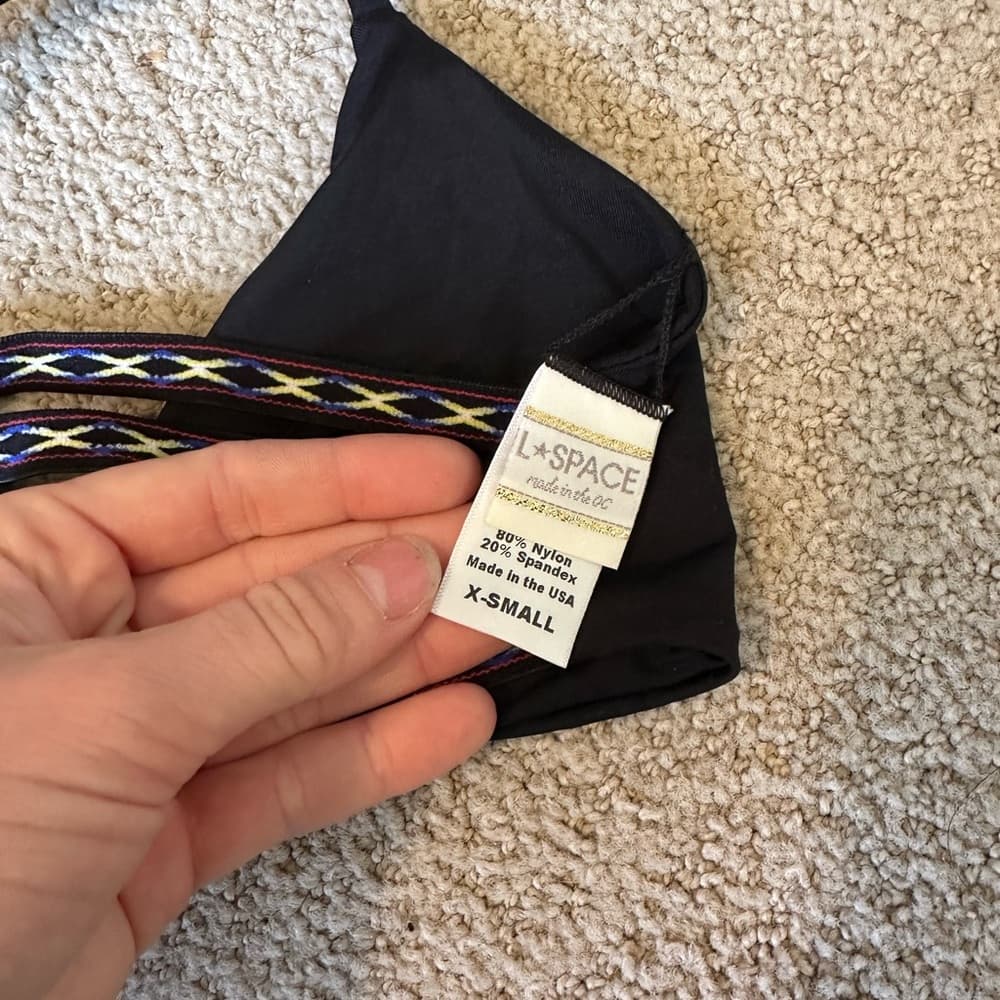 NWOT L*Space strappy back bikini top black - Thumbnail 2