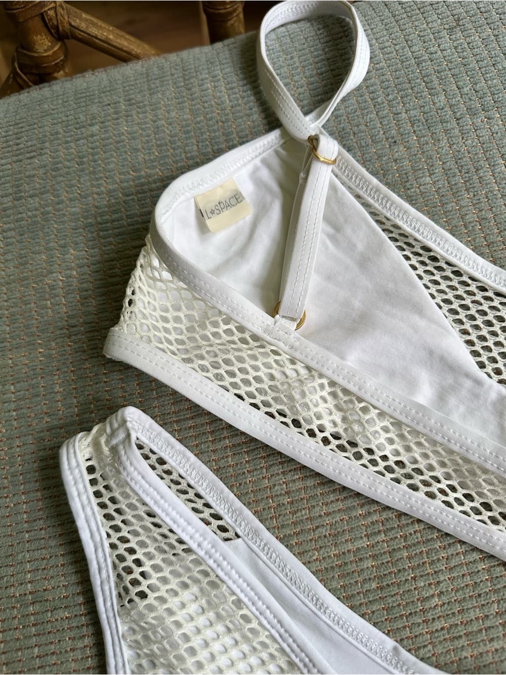 NWOT L*Space Mesh Madness Stevie bikini set white small - Thumbnail 3
