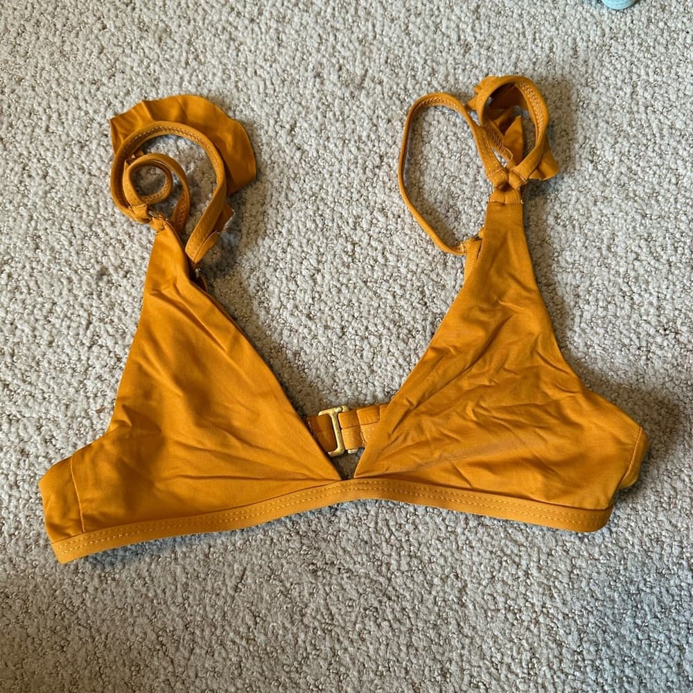 NWOT L*Space ruffle shoulder bikini set mustard - Thumbnail 2