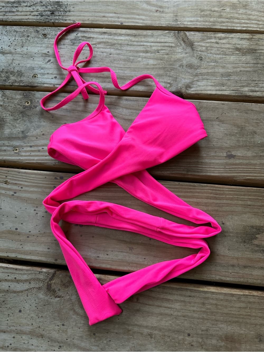 Aerie wrap around bikini top hot pink