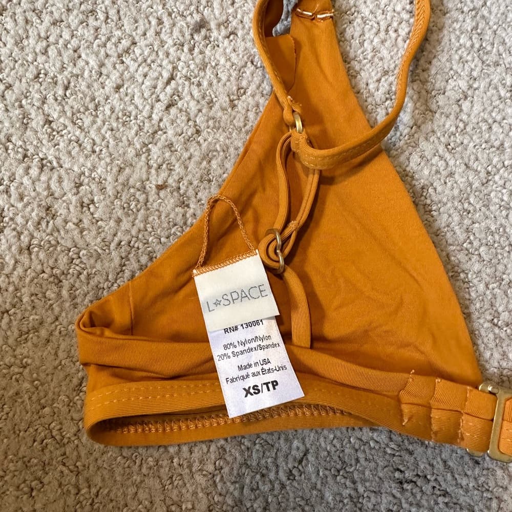 NWOT L*Space ruffle shoulder bikini set mustard - Thumbnail 4