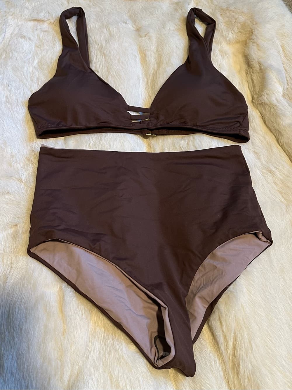 NWOT L*Space Playa high waist bikini set brown