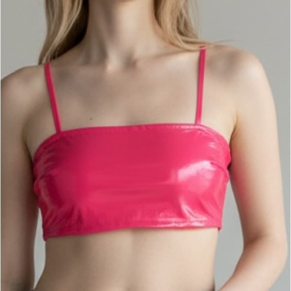 NWOT L*Space glossy hot pink bikini top - Thumbnail 4