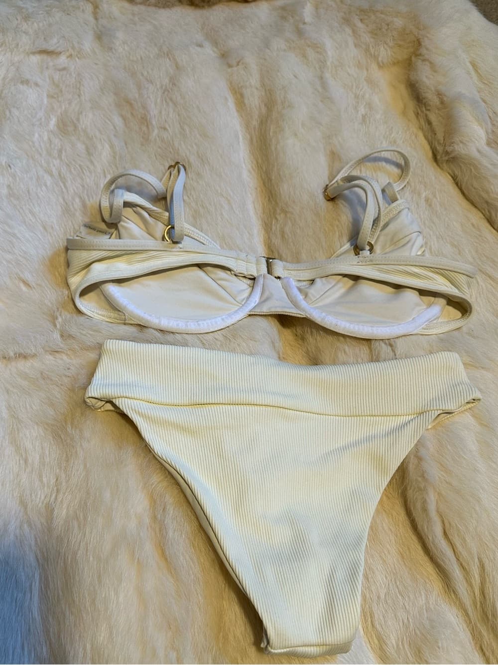 NWOT L*Space ribbed underwire bikini set cream extra small - Thumbnail 3