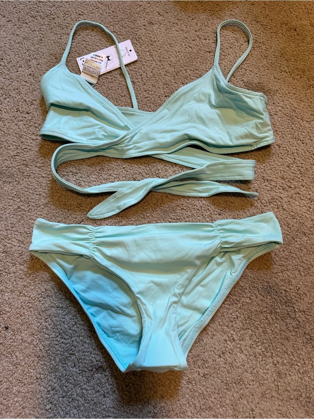 NWT L*Space Chloe Monique bikini set sea foam extra small