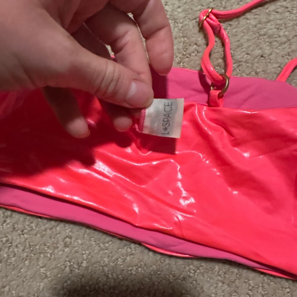 NWOT L*Space glossy hot pink bikini top - Thumbnail 3