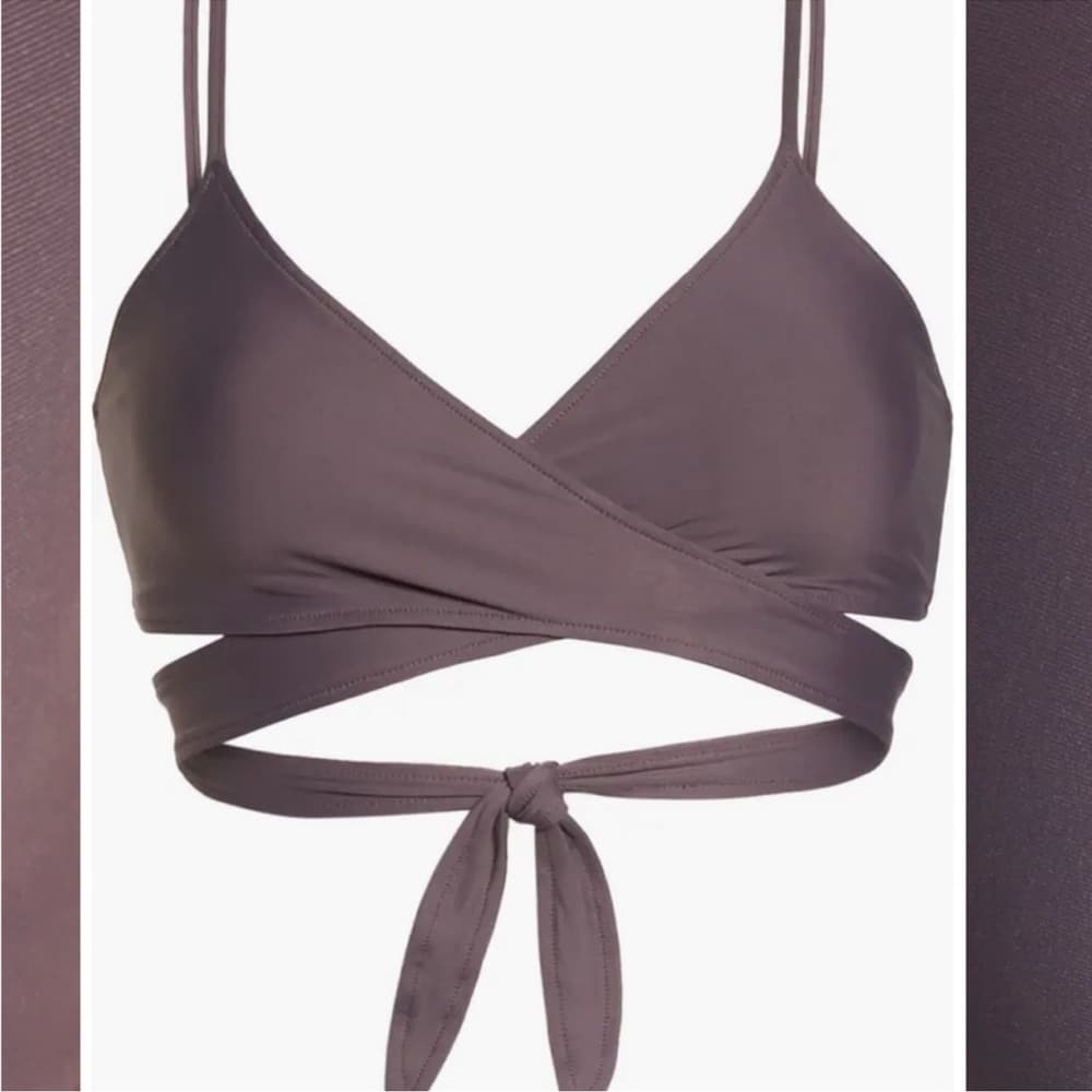 NWOT L*Space Chloe wrap bikini top grey