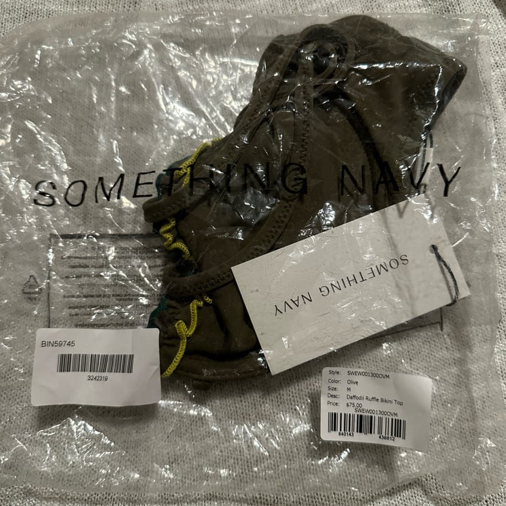 NWT Something Navy Daffodil bikini top olive