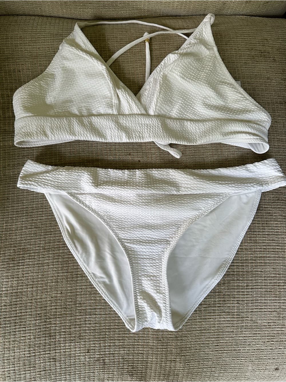 Vineyard Vines textured bikini set off white small