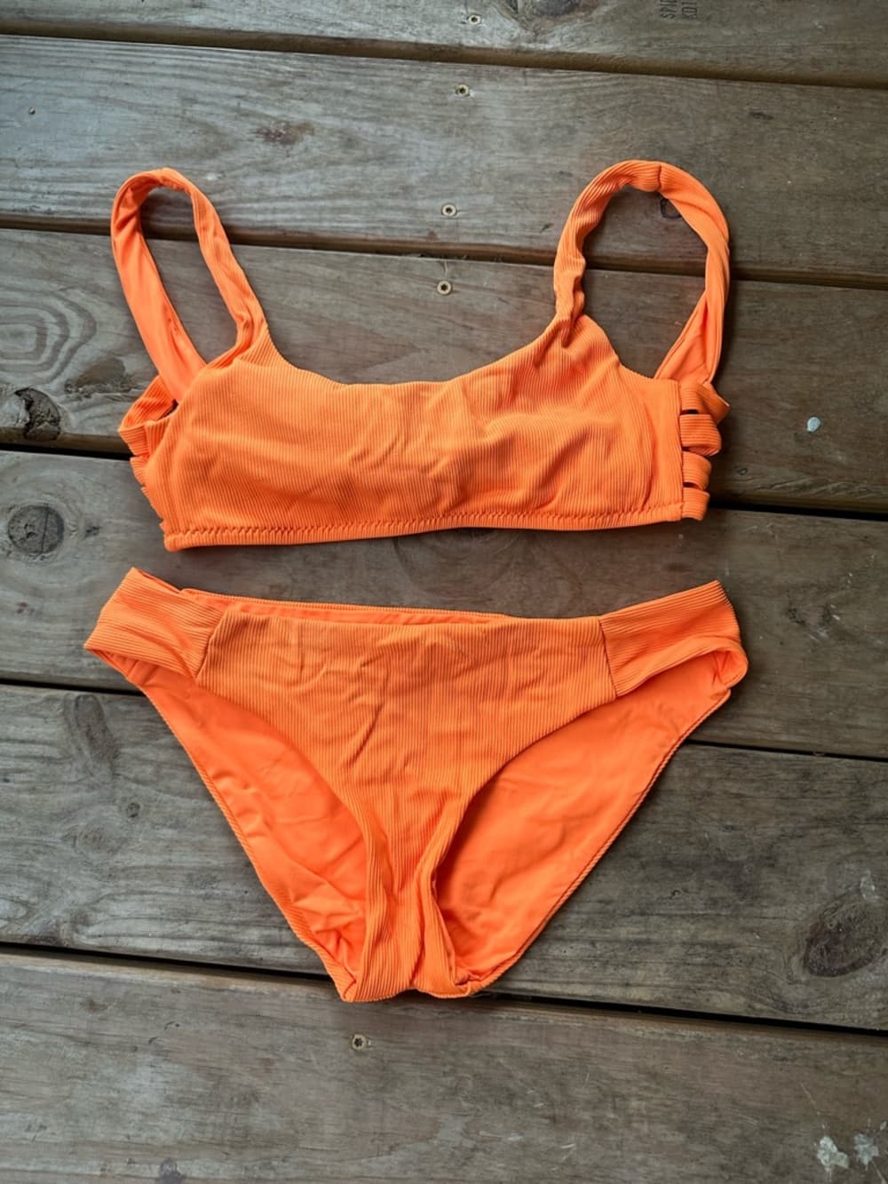 Becca ribbed orange bikini set