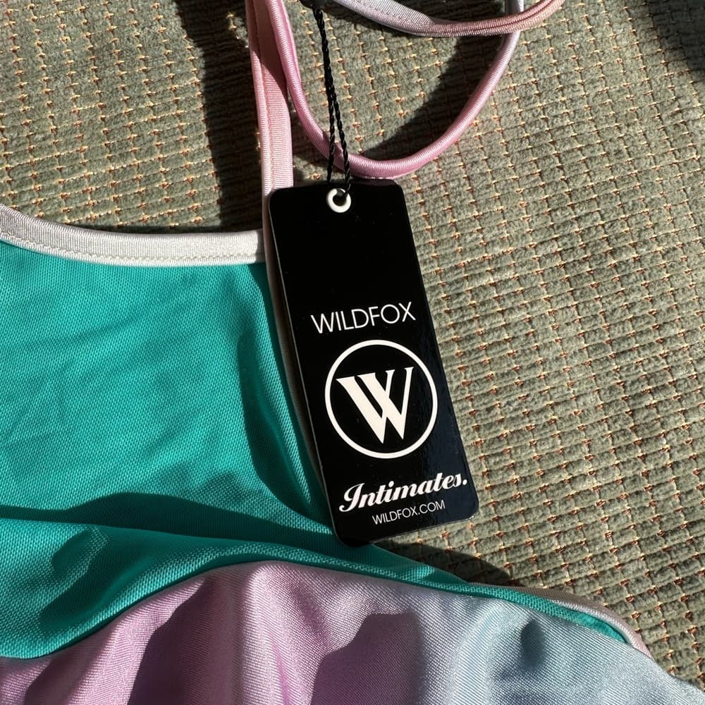 NWT Wildfox Cotton Candy Tie Dye Halter Mesh Bikini top - Thumbnail 2