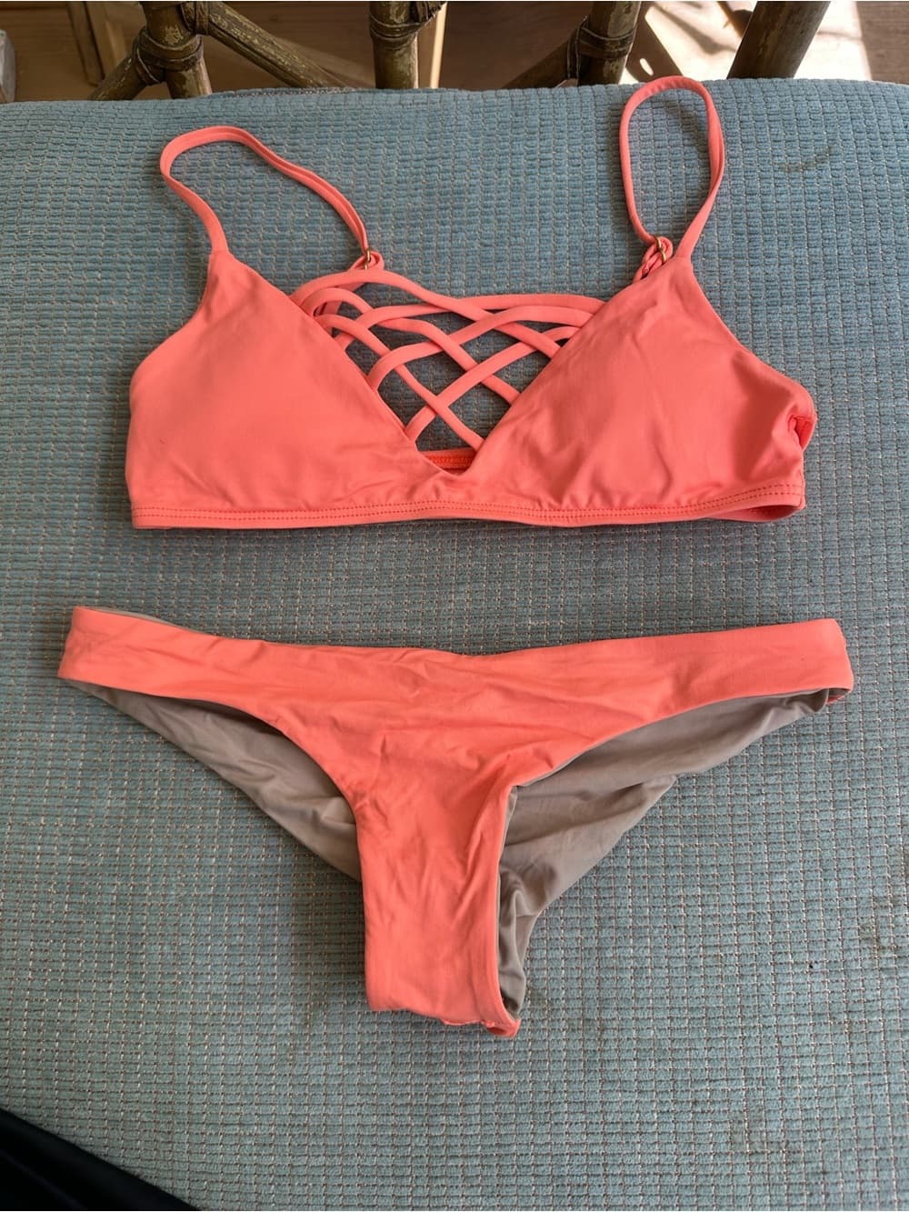 NWOT L*Space Jaime bikini set orange extra small