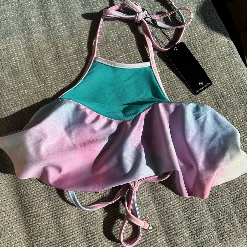 NWT Wildfox Cotton Candy Tie Dye Halter Mesh Bikini top