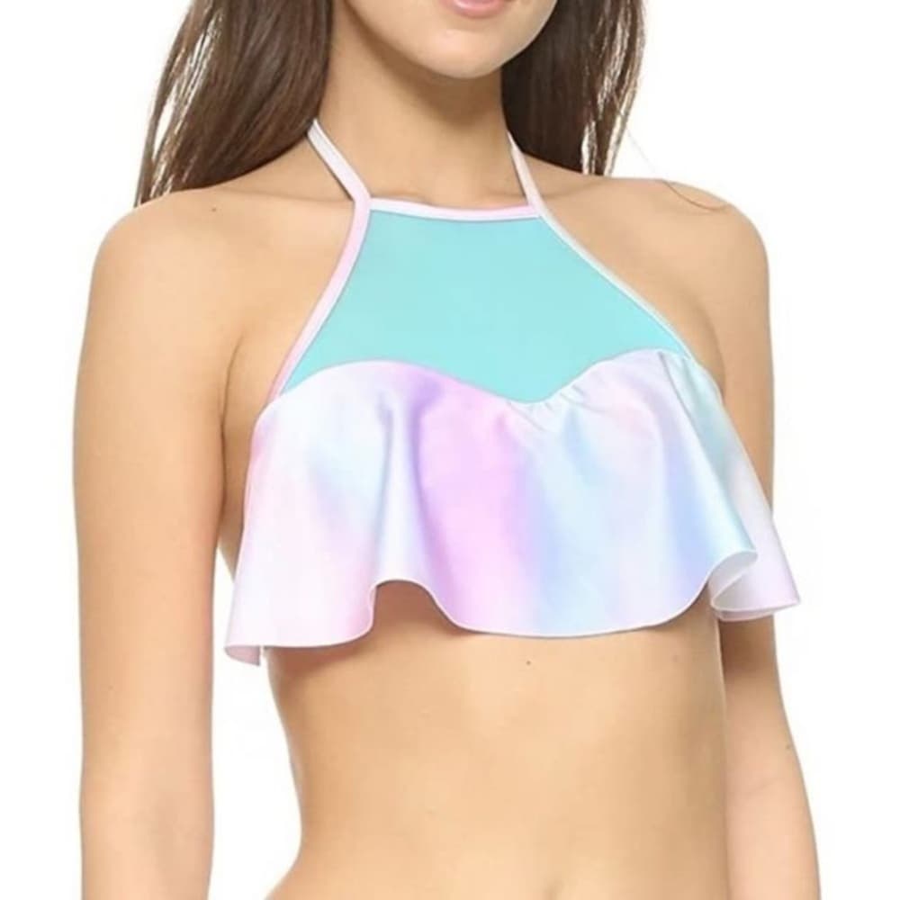NWT Wildfox Cotton Candy Tie Dye Halter Mesh Bikini top - Thumbnail 5