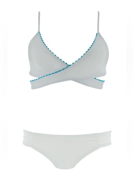 NWOT L*Space Chloe wrap around bikini set white blue - Thumbnail 6