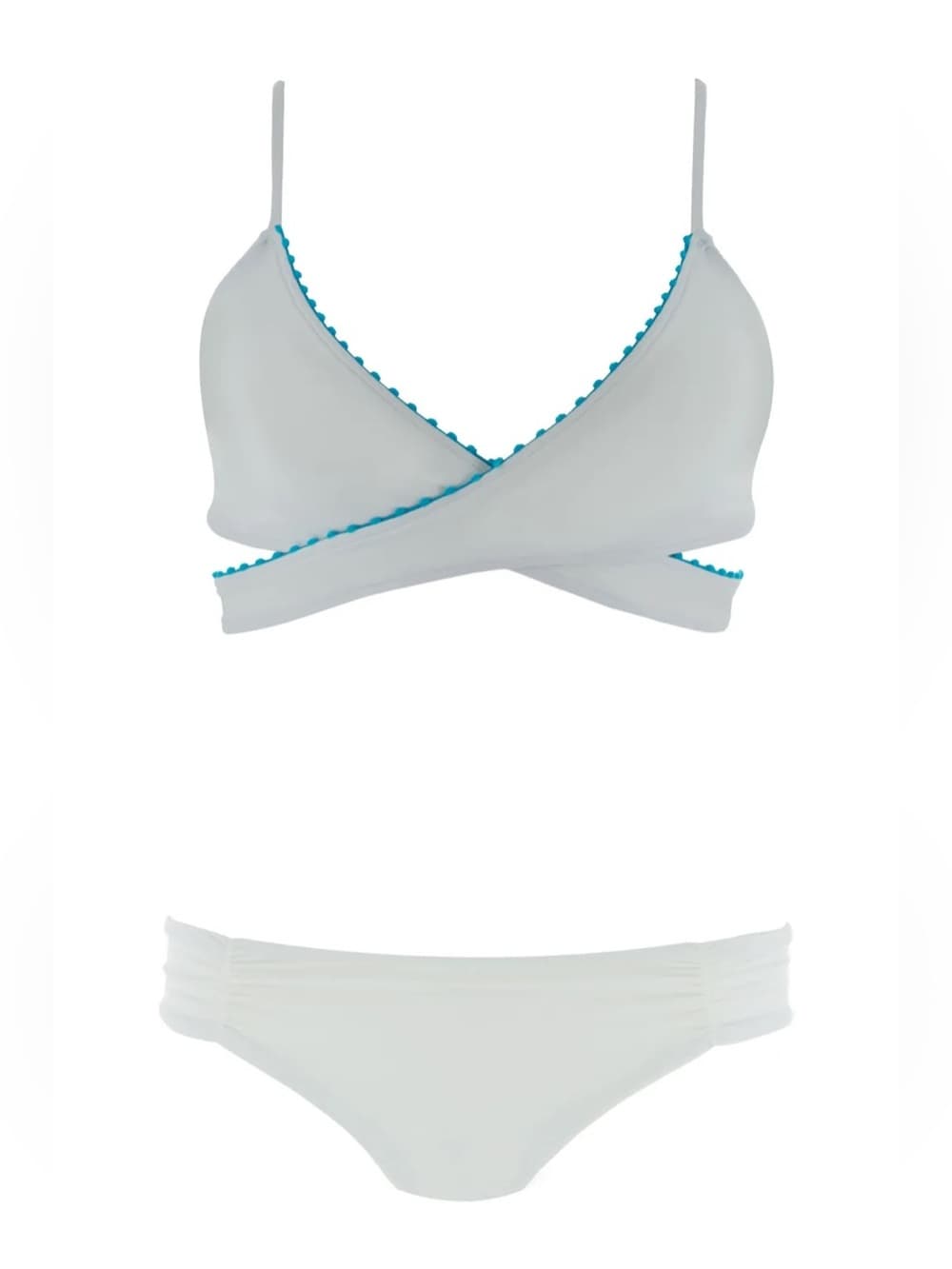 NWOT L*Space Chloe wrap around bikini set white blue - Thumbnail 5
