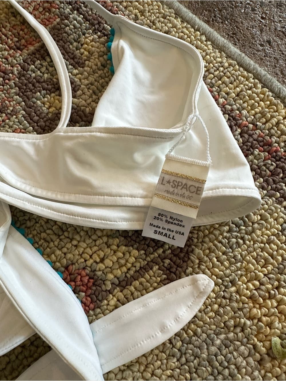 NWOT L*Space Chloe wrap around bikini set white blue - Thumbnail 4