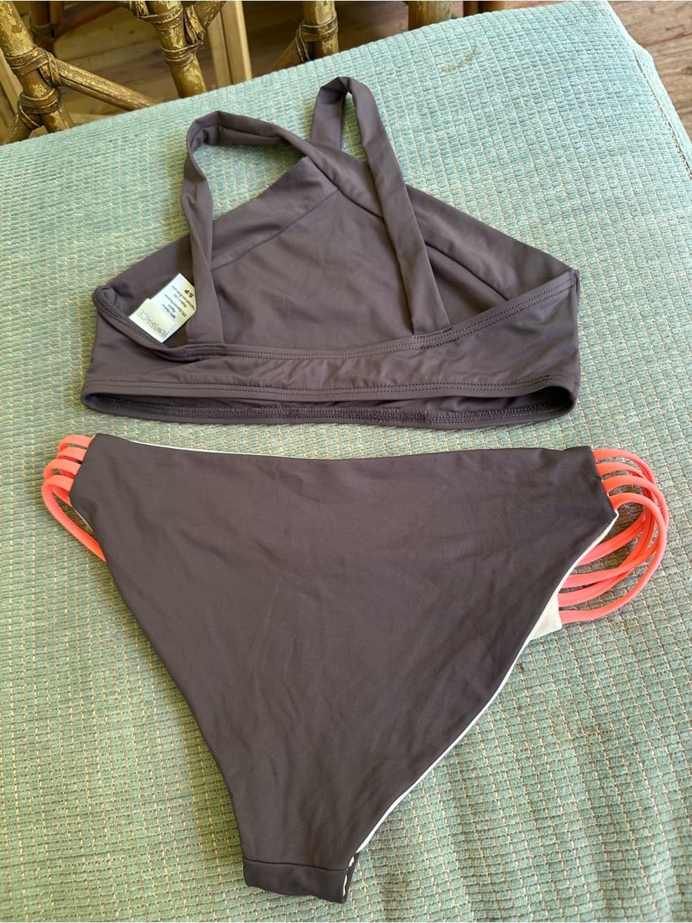 NWOT L*Space Low Down high neck bikini set grey small - Thumbnail 3