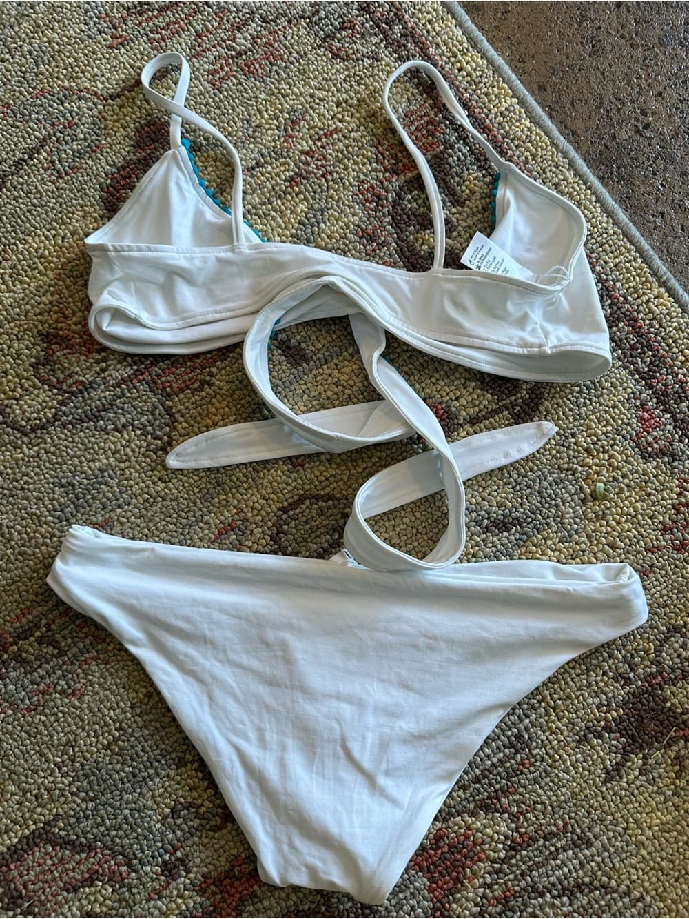 NWOT L*Space Chloe wrap around bikini set white blue - Thumbnail 3