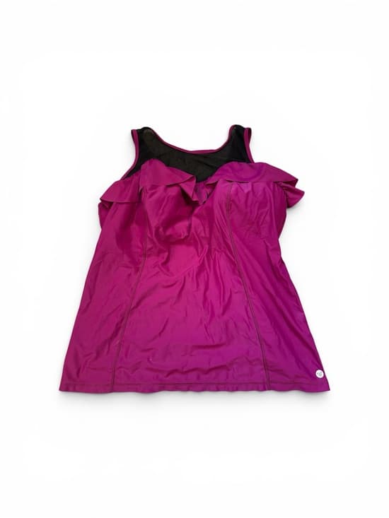 Livi Active Lane Bryant ruffle tankini top fuschia - Thumbnail 5