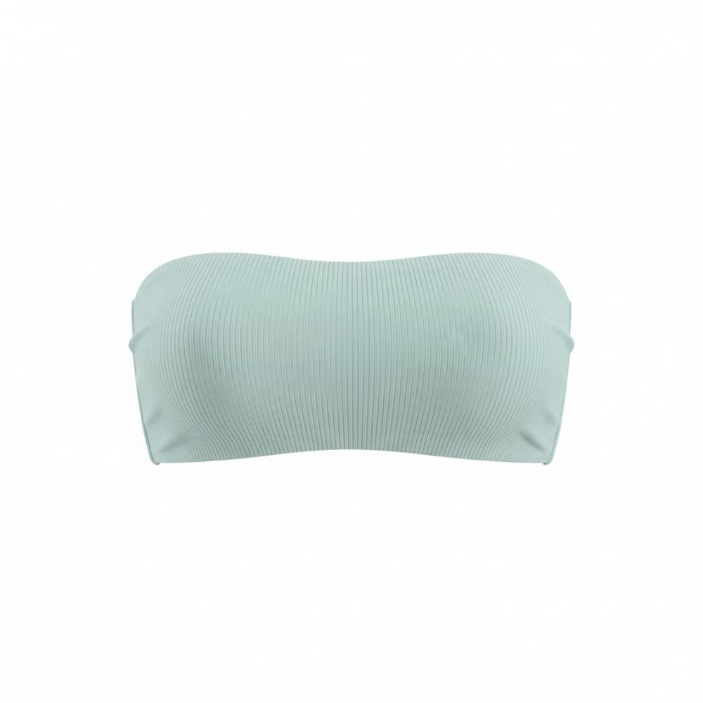 Frankie’s Bikinis ribbed bandeau bikini top light blue - Thumbnail 3