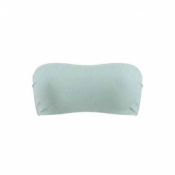 Frankie’s Bikinis ribbed bandeau bikini top light blue - Thumbnail 4