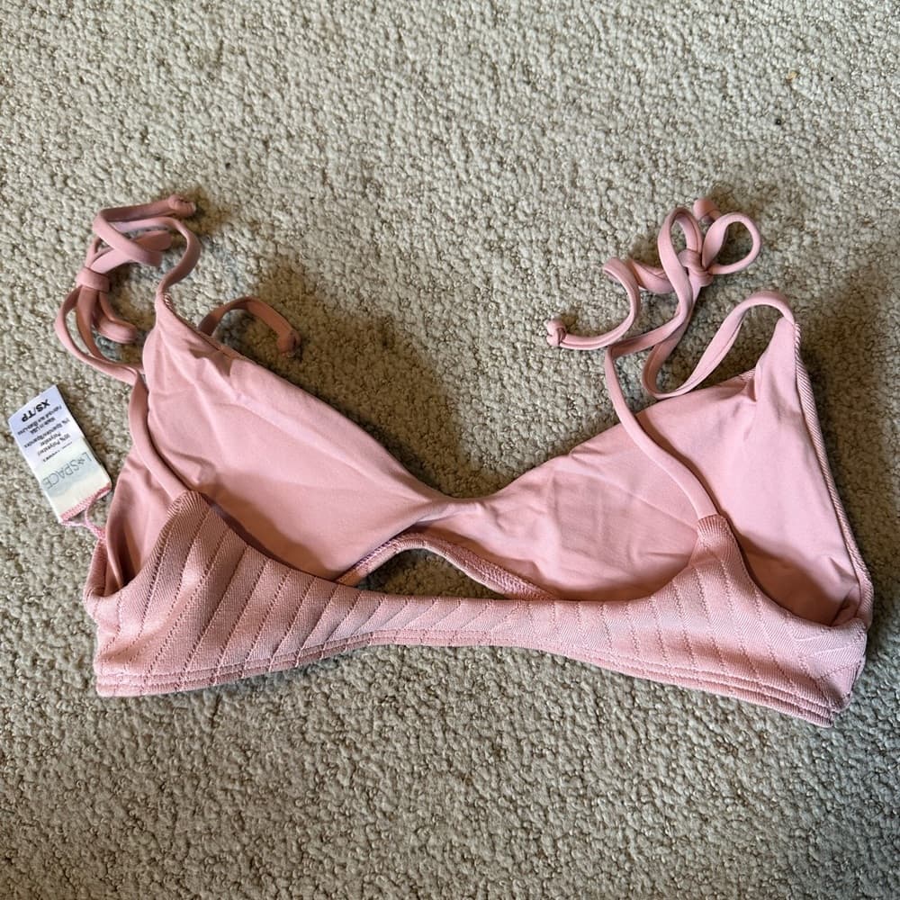 NWOT L*Space Daisy ribbed bikini top primrose pink - Thumbnail 2