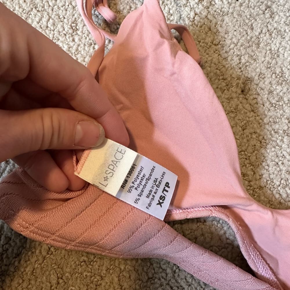 NWOT L*Space Daisy ribbed bikini top primrose pink - Thumbnail 3