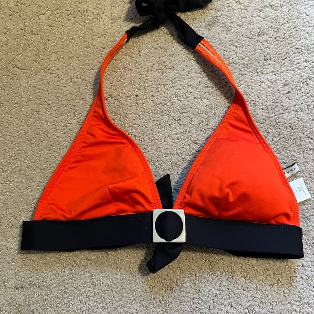 Trina Turk halter bikini top red black